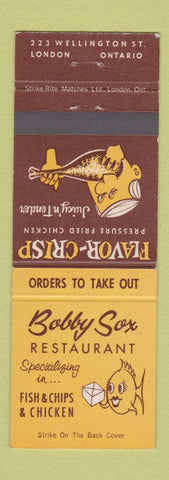 Matchbook Cover - Bobby Sox Restaurant Fish Chips London ON