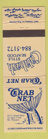 Matchbook Cover - Crab Net Mount Pleasant SC