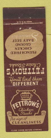 Matchbook Cover - Fettrow's Restaurant Cloverleaf OH Harrisburg PA