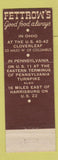 Matchbook Cover - Fettrow's Restaurant Cloverleaf OH Harrisburg PA