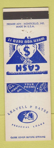 Matchbook Cover - Leavell & Bates Personal Loans Delphi Lebanon Tipton IN