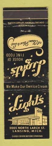 Matchbook Cover - Light's Restaurant Lansing MI WEAR