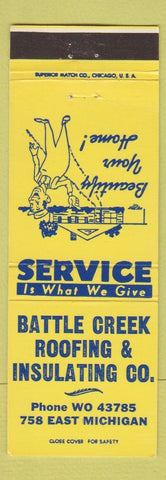 Matchbook Cover - Battle Creek Roofing Insulation MI