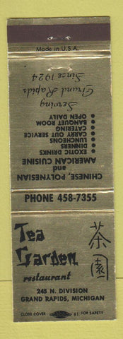 Matchbook Cover - Tea Garden Chinese Restaurant Grand Rapids MI