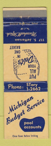 Matchbook Cover - Michigan Budget Service Marshall MI