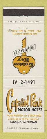 Matchbook Cover - Capitol Park Motor Hotel Lansing MI