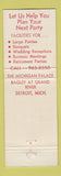 Matchbook Cover - The Michigan Place Restaurant Detroit MI