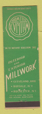 Matchbook Cover - Whitmer Jackson Millwork Cleveland OH Buffalo Rochester NY