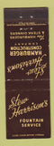 Matchbook Cover - Stew Harrison's Fountain Service Hamburgers