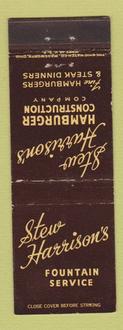 Matchbook Cover - Stew Harrison's Fountain Service Hamburgers