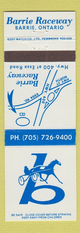 Matchbook Cover - Barrie Raceway Horse Racing Barrie ON harness