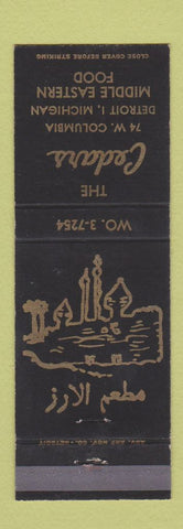 Matchbook Cover - The Cedars Middle Eastern Restaurant Detroit MI