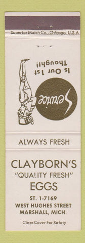 Matchbook Cover - Clayborn's Eggs Marshall MI