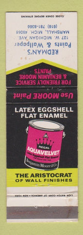 Matchbook Cover - Benjamin Moore Regal Paint Redman's Marshall MI WORN