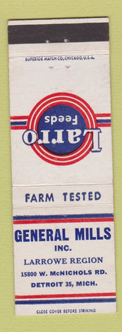 Matchbook Cover - Larro Feeds General Mills Larrowe Region Detroit MI