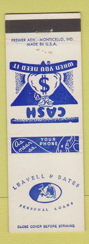 Matchbook Cover - Leavell & Bates Personal Loans Delphi Lebanon Tipton IN