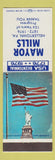 Matchbook Cover - Mayor Mills Hellertown PA 1976 Bicentennial