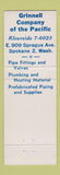 Matchbook Cover - Grinnell Company Spokane WA pipe fittings plumbing