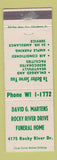 Matchbook Cover - David Martens Rocky River Drive Funeral Home Cleveland OH