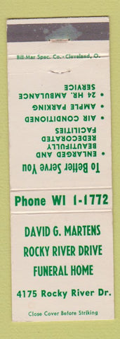 Matchbook Cover - David Martens Rocky River Drive Funeral Home Cleveland OH