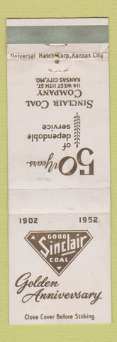 Matchbook Cover - Sinclair Coal 50th Kansas City MO 1952 WEAR