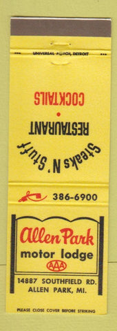 Matchbook Cover - Allen Park Motor Lodge Allen Park MI