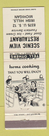 Matchbook Cover - Scenic View Restaurant Irish Hills MI