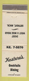Matchbook Cover - Kostere's Cocktails Restaurant Detroit MI WEAR