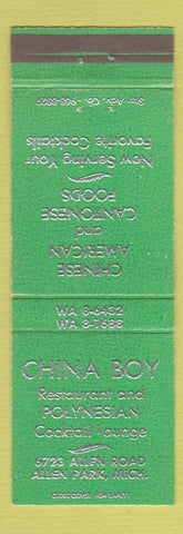 Matchbook Cover - China Boy Chinese Restaurant Allen Park MI