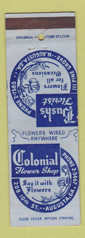 Matchbook Cover - Colonial Flower Shop August GA Bush's