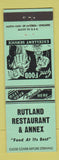 Matchbook Cover - Rutland Restaurant Annex