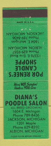 Matchbook Cover - Diana's Poodle Salon Dog Grooming Jackson Albion MI GREEN