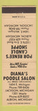 Matchbook Cover - Diana's Poodle Salon Dog Grooming Jackson Albion MI PEACH