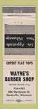 Matchbook Cover - Wayne's Barber Shop Reedsville WI WEAR