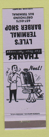 Matchbook Cover - Lyle's Terminal Barber Shop Greyhound Station