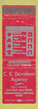Matchbook Cover - CE Davidson Insurance Indianapolis IN WEAR