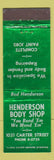 Matchbook Cover - Henderson Body Shop Auto Paint Chattanooga TN WEAR