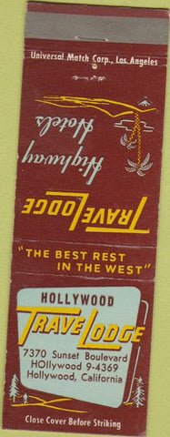 Matchbook Cover - Travel Lodge Motel Hollywood CA