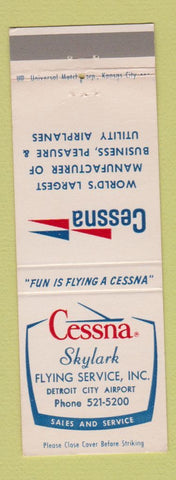 Matchbook Cover - Cessna Airplanes Detroit City Skylark Flying Service MI?