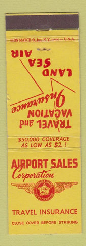 Matchbook Cover - Airport Sales Corp Travel Insurance Jamaica NY