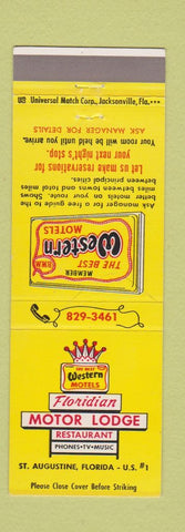 Matchbook Cover - Floridian Motor Lodge St Augustine FL Best Western