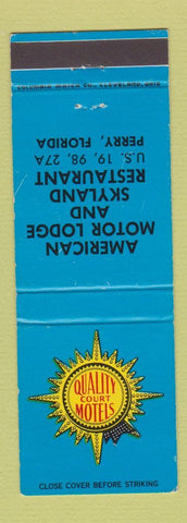 Matchbook Cover - American Motor Lodge Skyland Restaurant Perry FL Quality Court