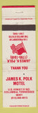 Matchbook Cover - James Polk Motel Columbia TN WEAR