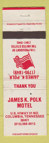 Matchbook Cover - James Polk Motel Columbia TN WEAR