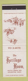 Matchbook Cover - Heritage Room Lexington MA Battle Creen Inn