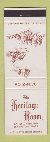 Matchbook Cover - Heritage Room Lexington MA Battle Creen Inn