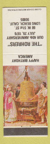Matchbook Cover - The Rohrers 40th Anniversary 1976 Long Beach CA