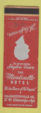 Matchbook Cover Monticello Hotel Thomas Jefferson Charlottesville VA SAMPLE RED