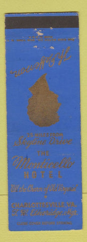 Matchbook Cover - Monticello Hotel Thomas Jefferson Charlottesville VA BLUE