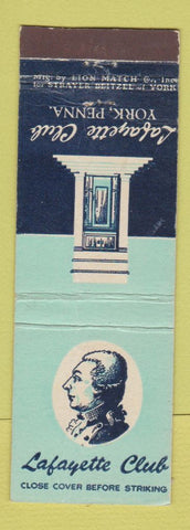 Matchbook Cover - Lafayette Club York PA WORN